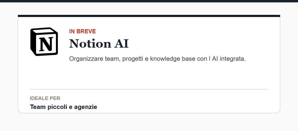 Scheda rapida Notion AI