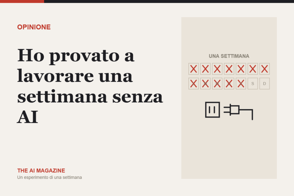 Copertina: una settimana di giorni barrati con una X e una spina staccata