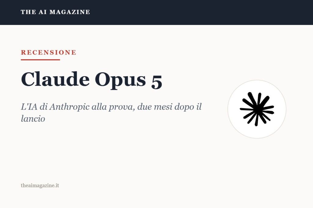 Copertina della recensione di Claude Opus 5, il modello di Anthropic